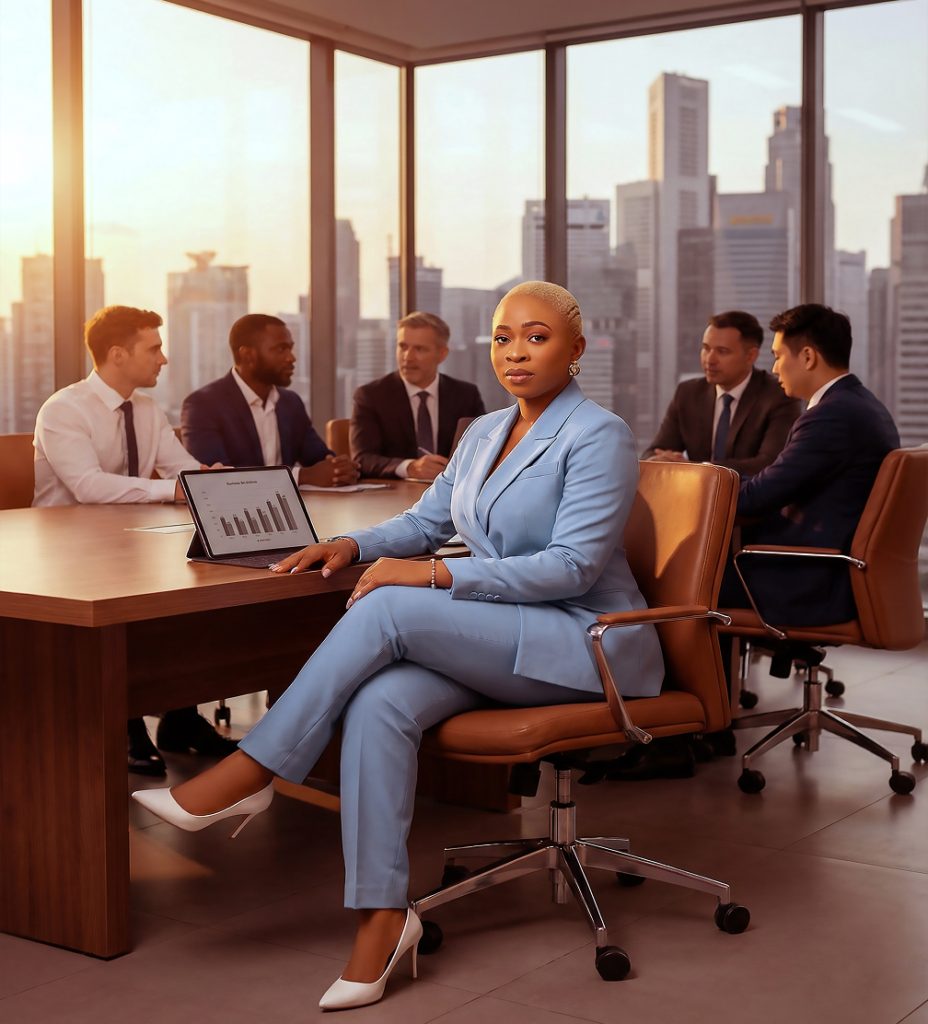 Tochy sitting in a board meeting